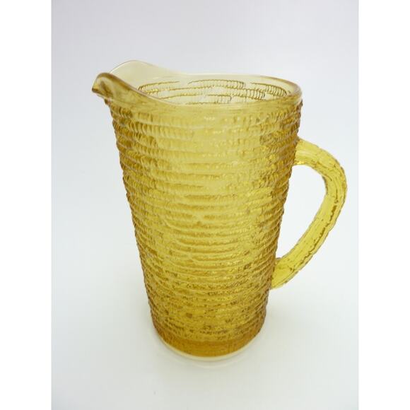 Vintage Small Glass Juice Bedside Pitcher Soreno Honey Gold Yellow 1970s MCM - Picture 5 of 6